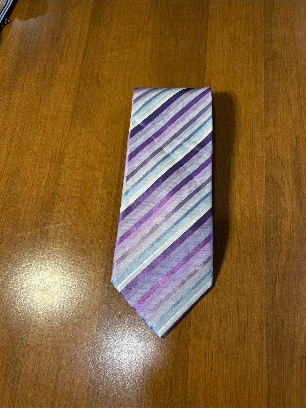 Van Heusen Striped Purple and Light Blue Men's Tie 100% silk